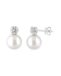 Effy Fine Jewelry Silver 1.00 Ct. Tw. Diamond & 10Mm Pearl Earrings