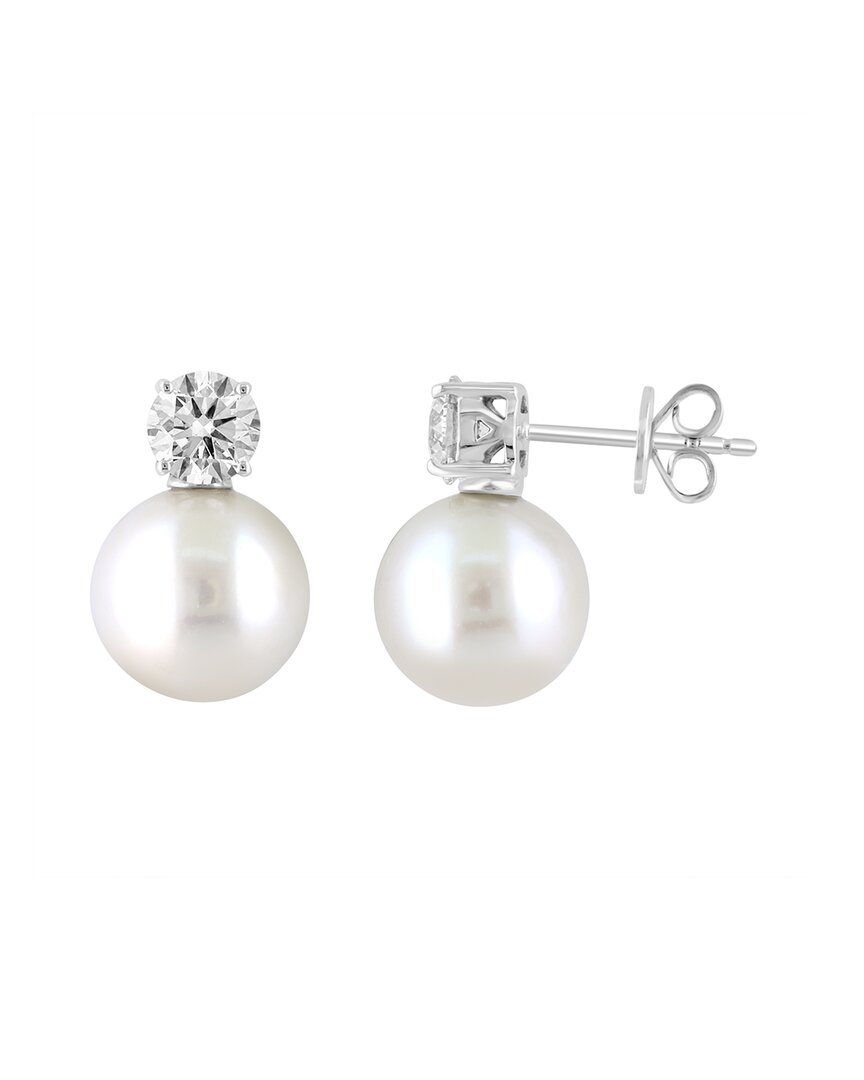 Effy Fine Jewelry Silver 1.00 Ct. Tw. Diamond & 10Mm Pearl Earrings