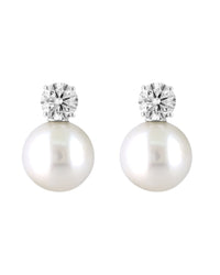 Effy Fine Jewelry Silver 1.00 Ct. Tw. Diamond & 10Mm Pearl Earrings