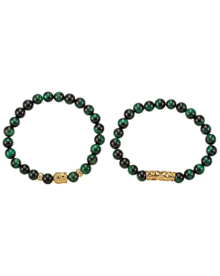 Eye Candy LA Eye Candy La Alloy Tiger Eye Buddha Set Bracelet