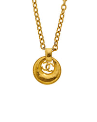 Chanel Plated Cc Logo Pendant Necklace (Authentic Pre-Owned)