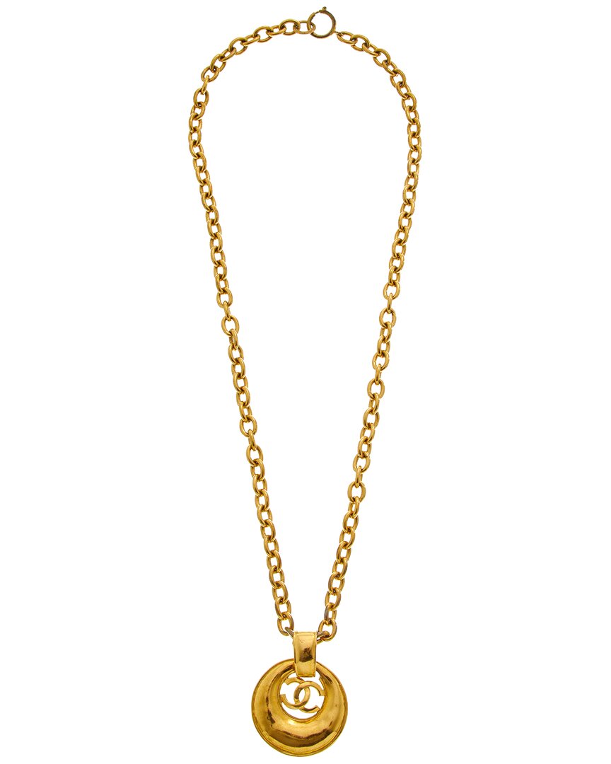 Chanel Plated Cc Logo Pendant Necklace (Authentic Pre-Owned)