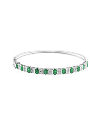Effy Fine Jewelry Silver 2.86 Ct. Tw. Diamond & Emerald Bracelet