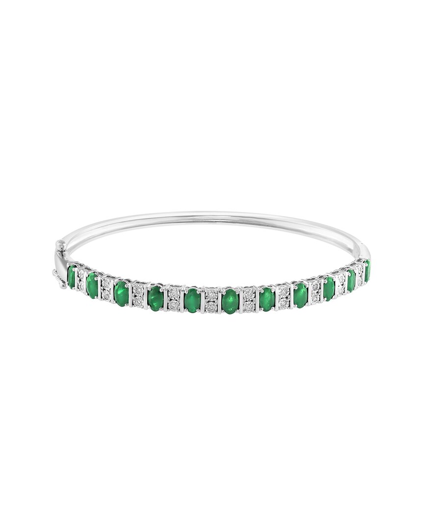 Effy Fine Jewelry Silver 2.86 Ct. Tw. Diamond & Emerald Bracelet