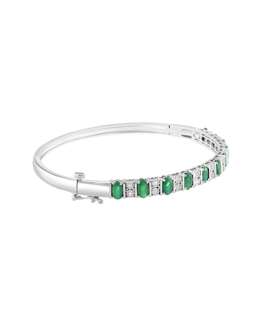 Effy Fine Jewelry Silver 2.86 Ct. Tw. Diamond & Emerald Bracelet