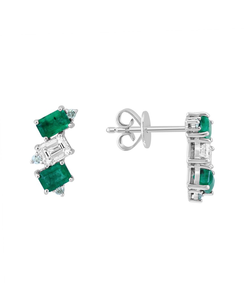 Effy Fine Jewelry 14K 2.65 Ct. Tw. Diamond & Emerald, White Sapphire Earrings