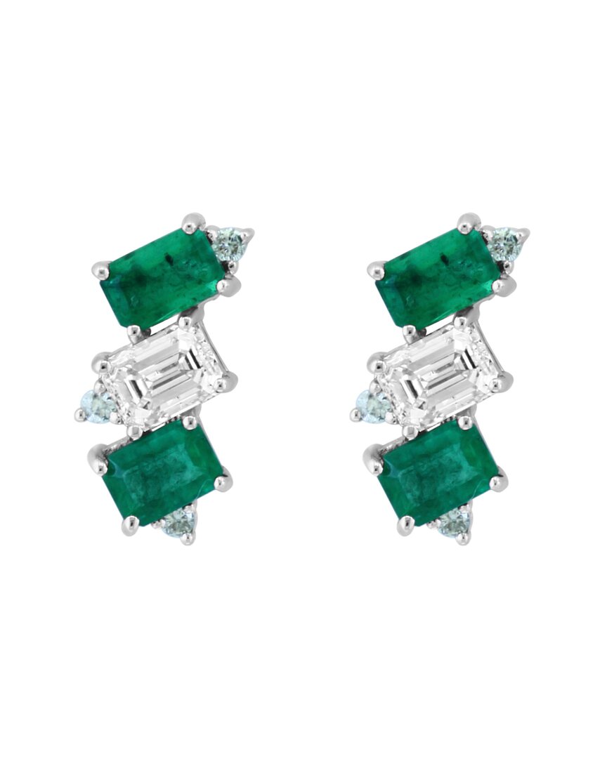 Effy Fine Jewelry 14K 2.65 Ct. Tw. Diamond & Emerald, White Sapphire Earrings