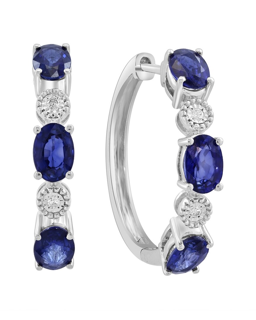 Effy Fine Jewelry Silver 3.46 Ct. Tw. Diamond & Sapphire Earrings
