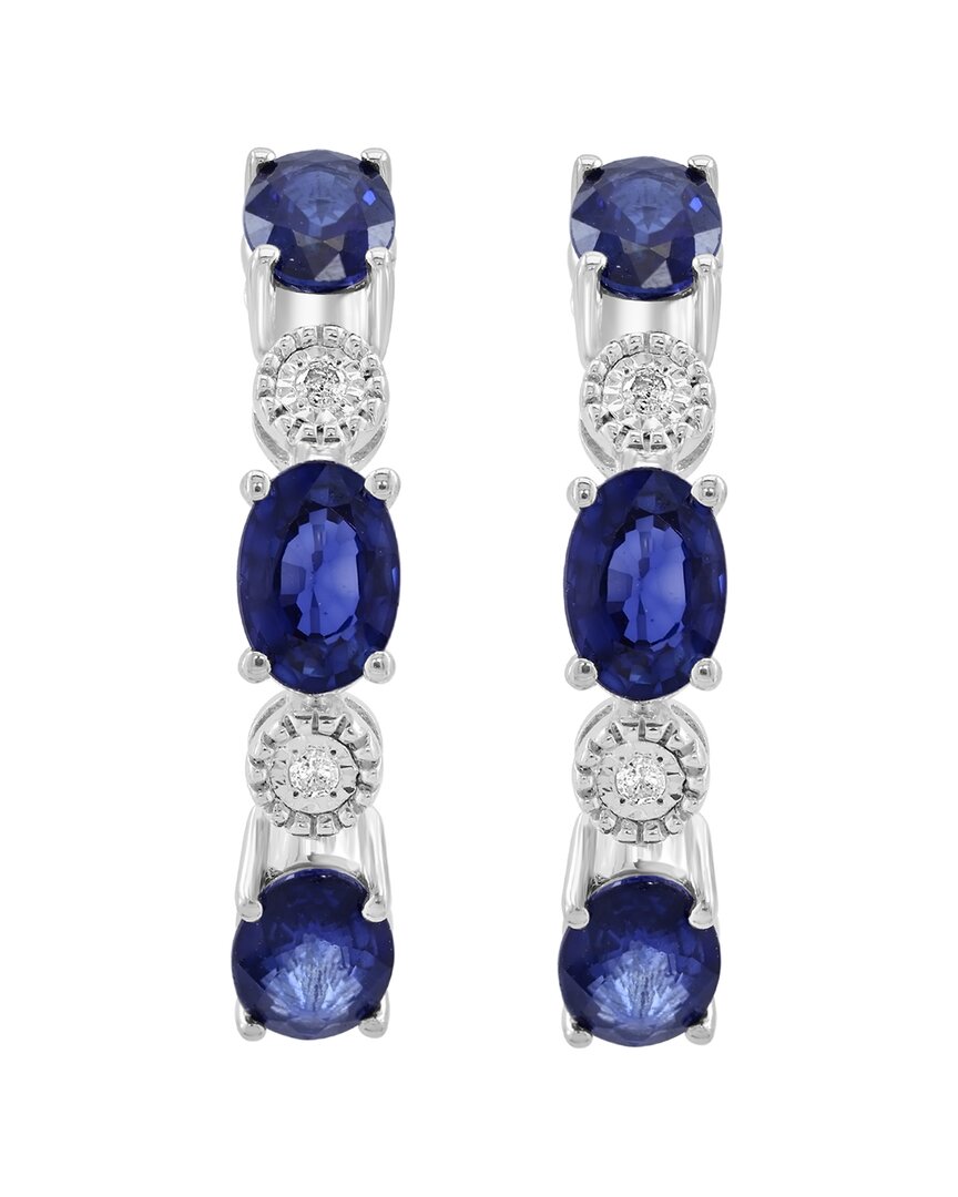 Effy Fine Jewelry Silver 3.46 Ct. Tw. Diamond & Sapphire Earrings