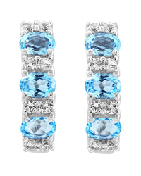 Effy Fine Jewelry Silver 1.55 Ct. Tw. Blue Topaz, White Sapphire Earrings