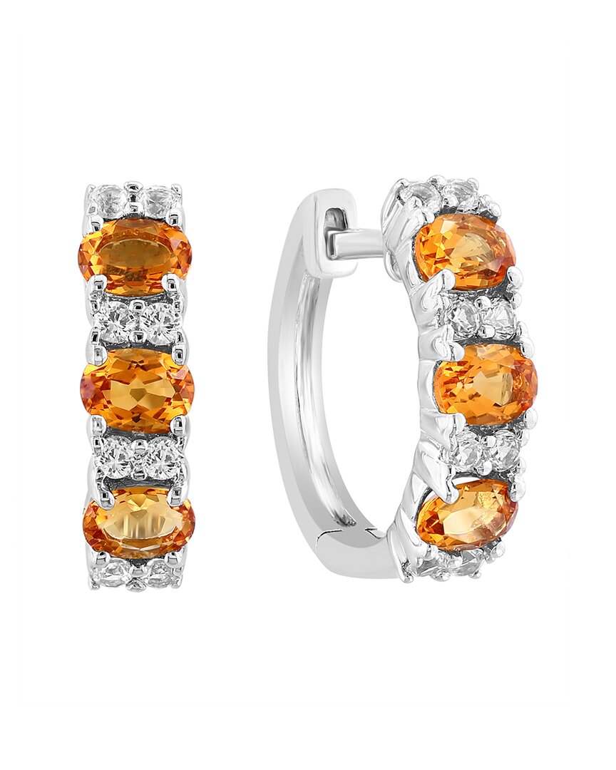 Effy Fine Jewelry Silver 1.15 Ct. Tw. Citrine, White Sapphire Earrings