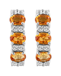 Effy Fine Jewelry Silver 1.15 Ct. Tw. Citrine, White Sapphire Earrings