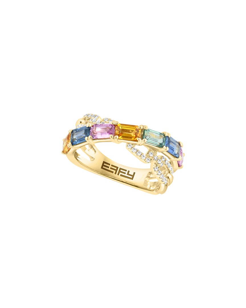 Effy Fine Jewelry 14K 2.81 Ct. Tw. Diamond & Multi Sapphire Ring