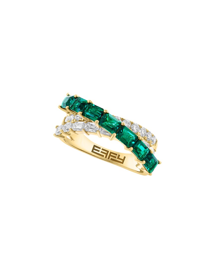 Effy Fine Jewelry 14K 2.30 Ct. Tw. Lab-Grown Diamond & Lab-Grown Emerald Ring