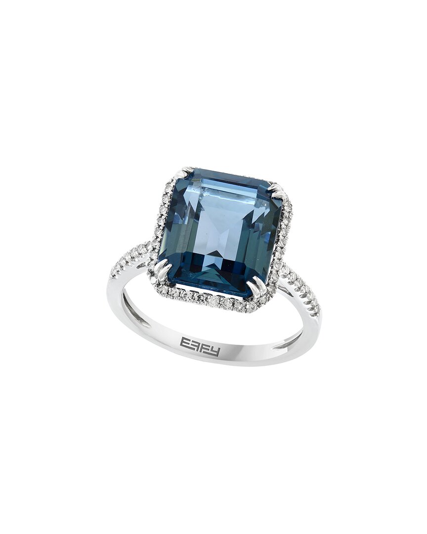 Effy Fine Jewelry 14K 6.84 Ct. Tw. Diamond & London Blue Topaz Ring