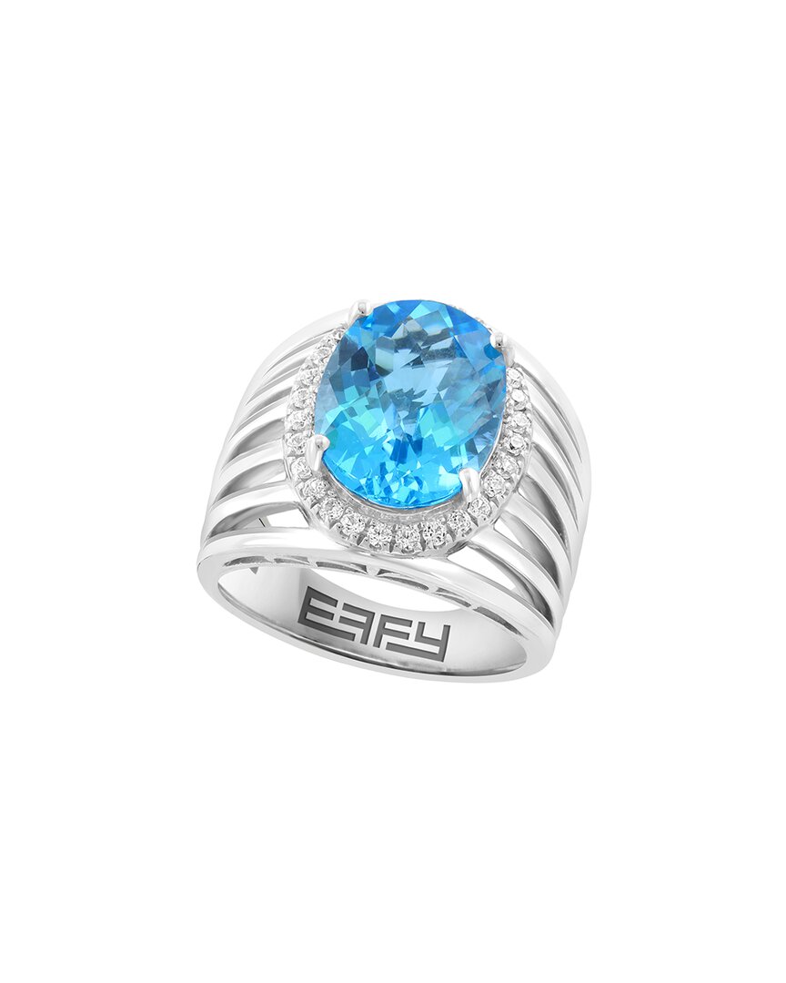 Effy Fine Jewelry Silver 7.30 Ct. Tw. Blue Topaz, Zircon Ring