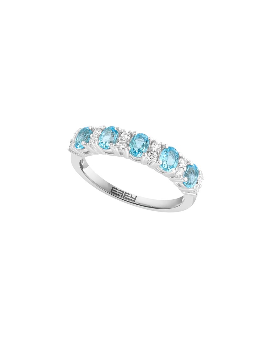 Effy Fine Jewelry Plated 1.20 Ct. Tw. Blue Topaz, White Sapphire Ring