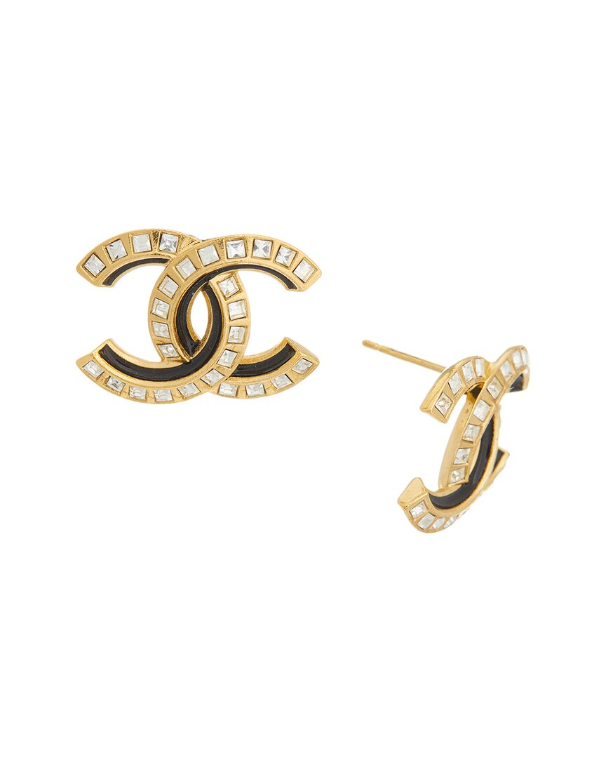 Chanel Chanel Baguette Crystal Enamel Cc Earrings (Authentic Pre-Loved)