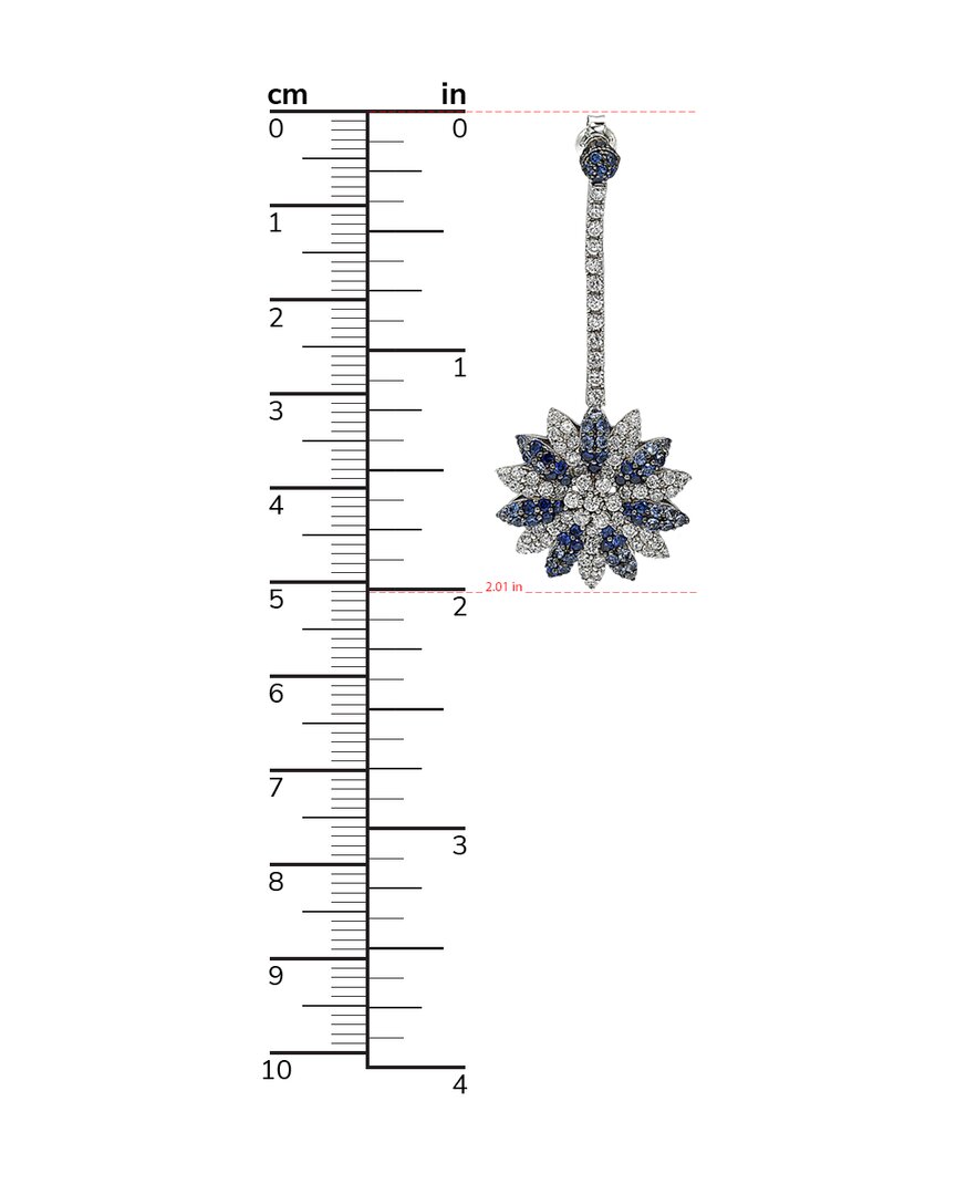 Suzy Levian Suzy Levian 18K & Silver 6.47 Ct. Tw. Diamond & Sapphire Flower Drop Earrings