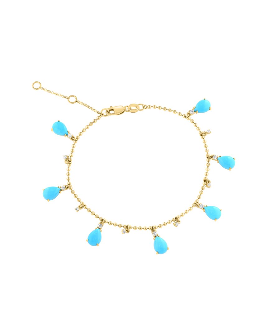 Effy Fine Jewelry 14K 3.51 Ct. Tw. Diamond & Turquoise Bracelet