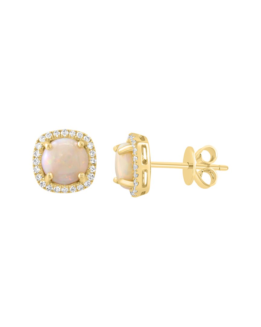 Effy Fine Jewelry 14K 1.19 Ct. Tw. Diamond & Opal Earrings
