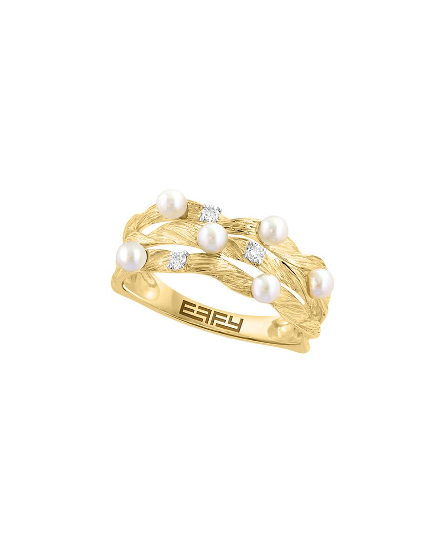 Effy Fine Jewelry 14K 0.06 Ct. Tw. Diamond & 2.5Mm Pearl Ring