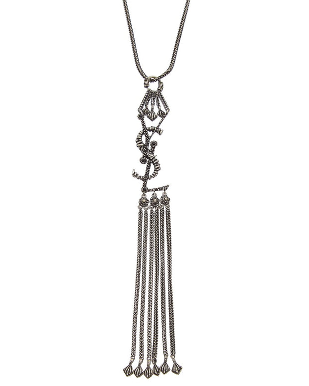 Saint Laurent Monogram Tassel Necklace