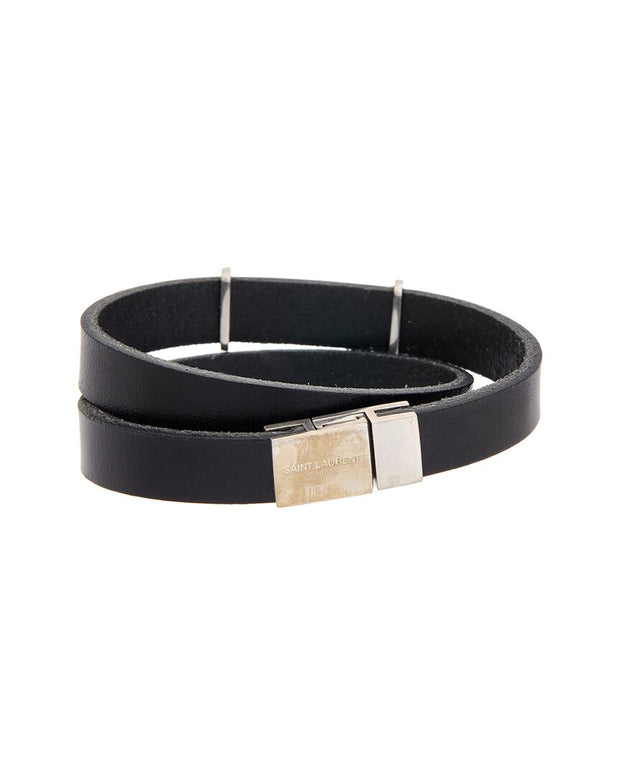 Saint Laurent Opyum Double Wrap Leather Bracelet