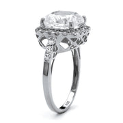 PalmBeach Jewelry Platinum-plated Sterling Silver Cushion Created White Sapphire Halo Engagement Ring Sizes 6-10