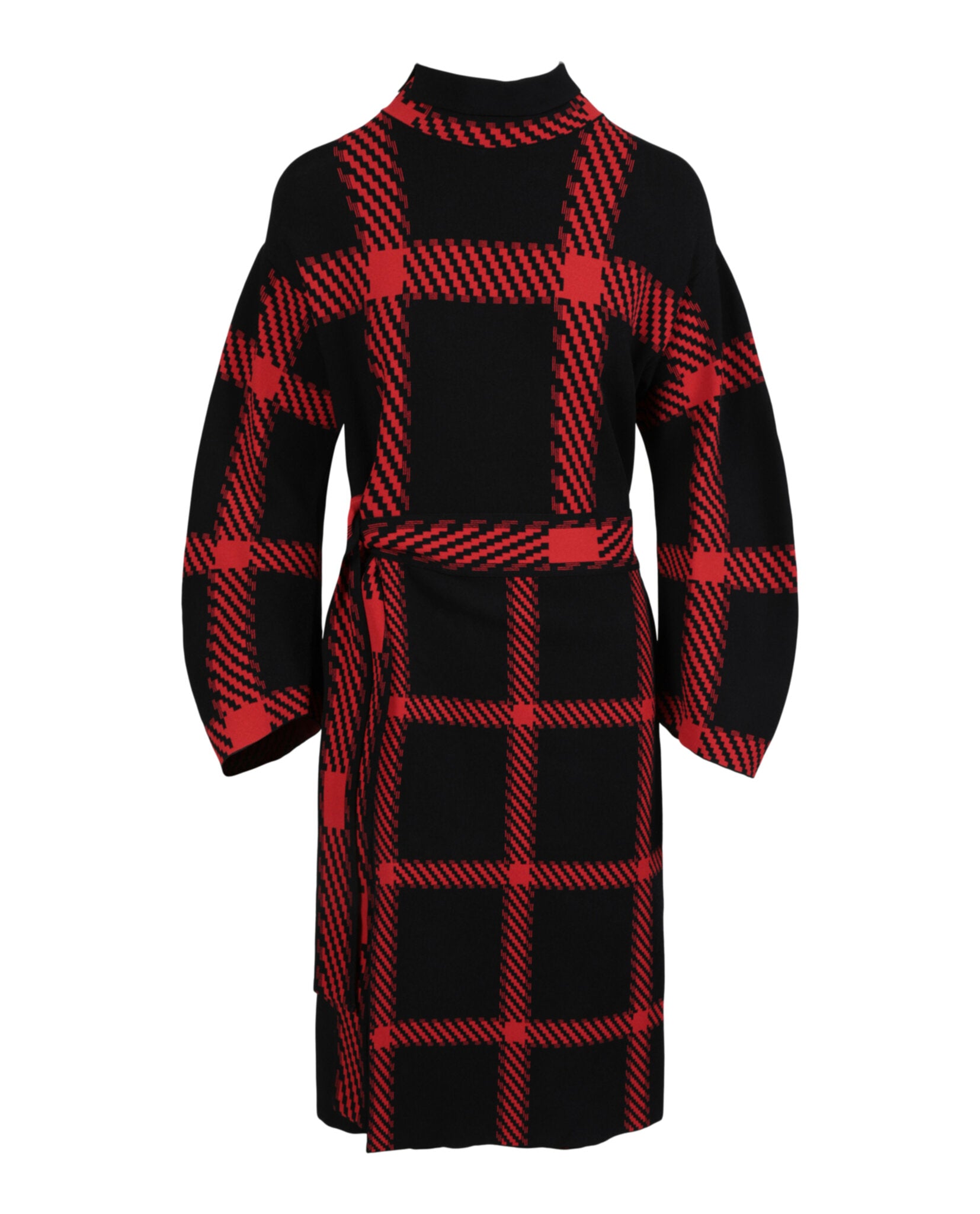 Stella McCartney Womens Check Print Belted Dress Black Red
