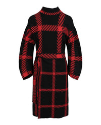 Stella McCartney Womens Check Print Belted Dress Black Red