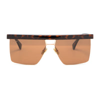 Max Mara Max Mara Sunglasses Rectangle Semi Rim, Shiny Black Frame and Smoke Lens MM007201A