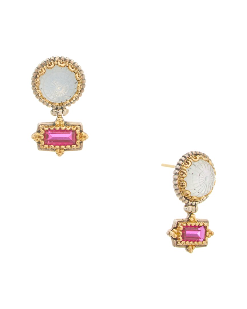 Konstantino Dome Silver & 18K Gemstone & Pearl Drop Earrings