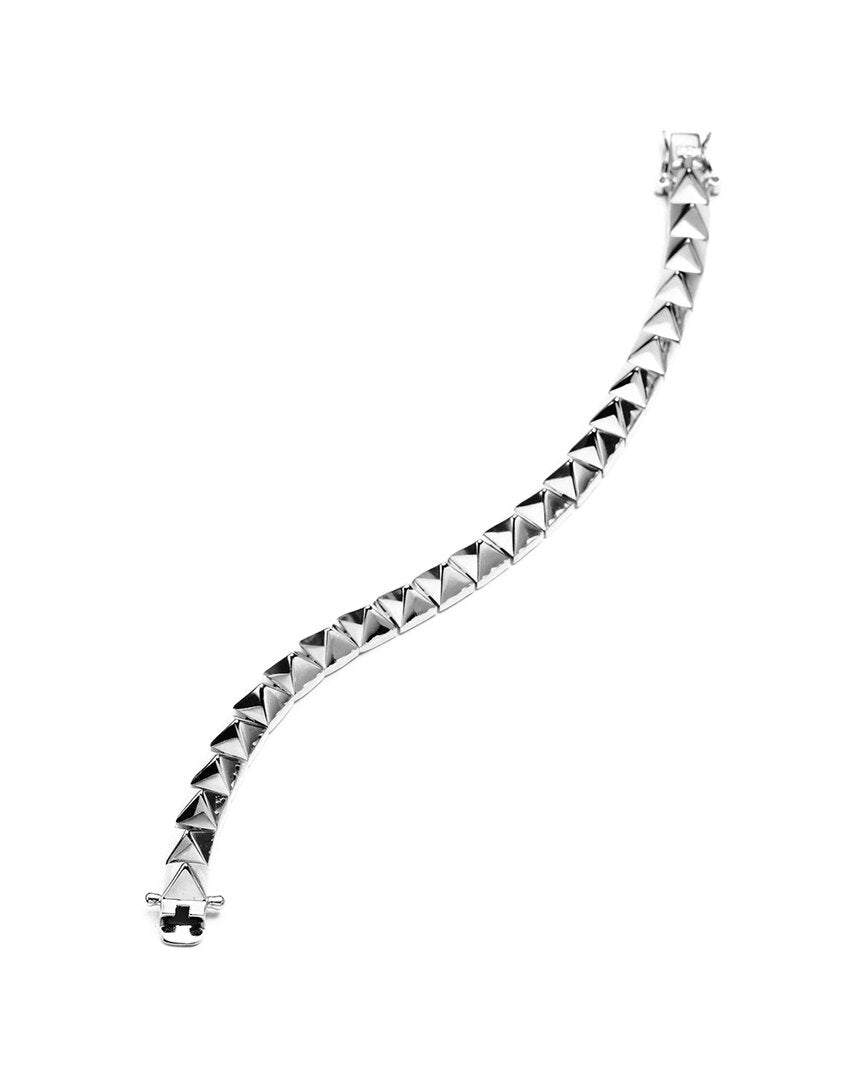 Eddie Borgo Rhodium Plated Pyramid Link Bracelet Grey