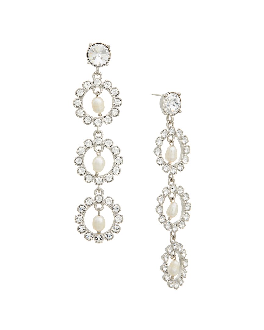 Oscar De La Renta Crystal Disc Triple Earrings