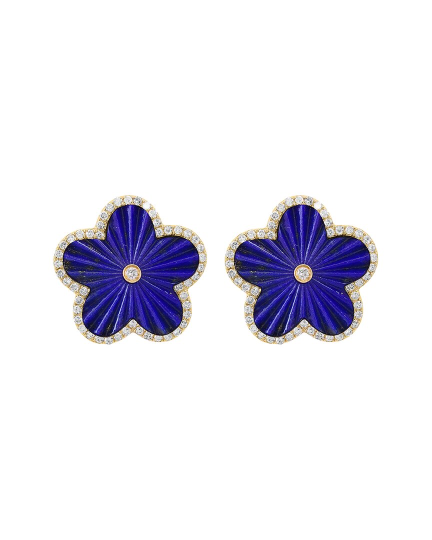 Effy Fine Jewelry 14K 5.63 Ct. Tw. Diamond & Lapis Lazuli Earrings No Color