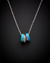 18K Italian Gold Over Silver 0.15 Ct. Tw. Diamond Three Ring Necklace