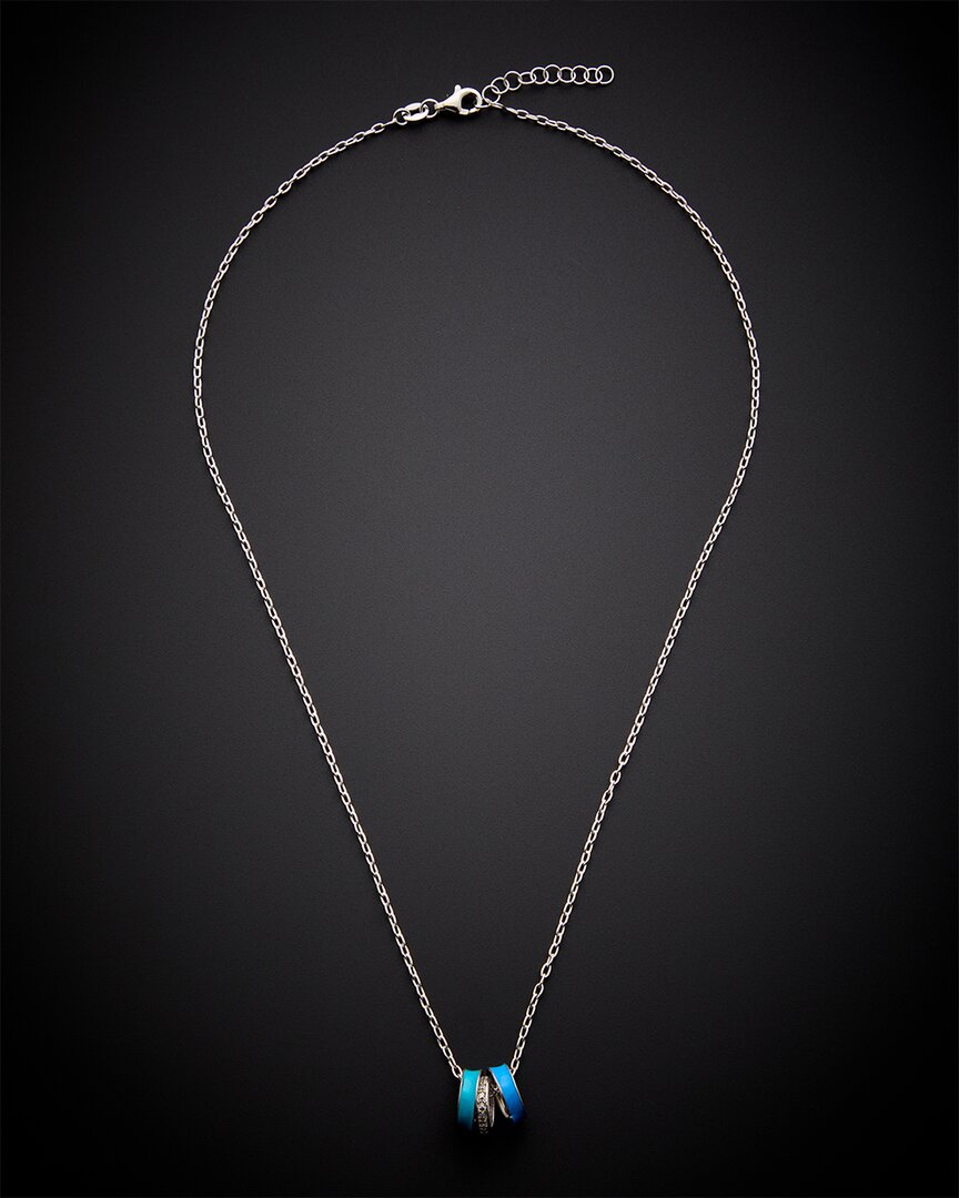 18K Italian Gold Over Silver 0.15 Ct. Tw. Diamond Three Ring Necklace