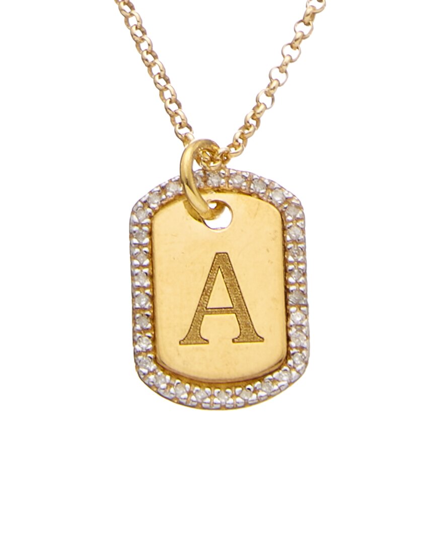 Meshmerise 18K Over Silver 0.20 Ct. Tw. Diamond Dog Tag Initial Necklace (A-Z)