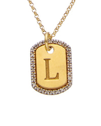 Meshmerise 18K Over Silver 0.20 Ct. Tw. Diamond Dog Tag Initial Necklace (A-Z)