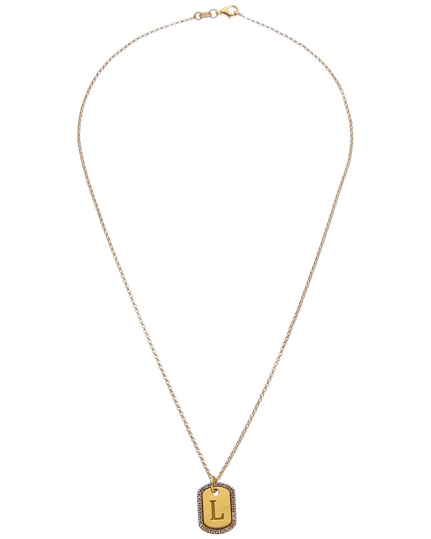 Meshmerise 18K Over Silver 0.20 Ct. Tw. Diamond Dog Tag Initial Necklace (A-Z)
