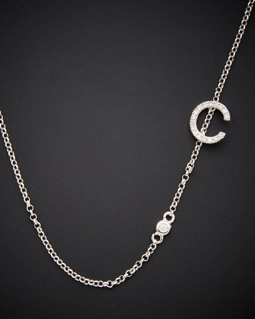 18K Italian Gold Over Silver 0.20 Ct. Tw. Diamond Initial Necklace (A-Z)