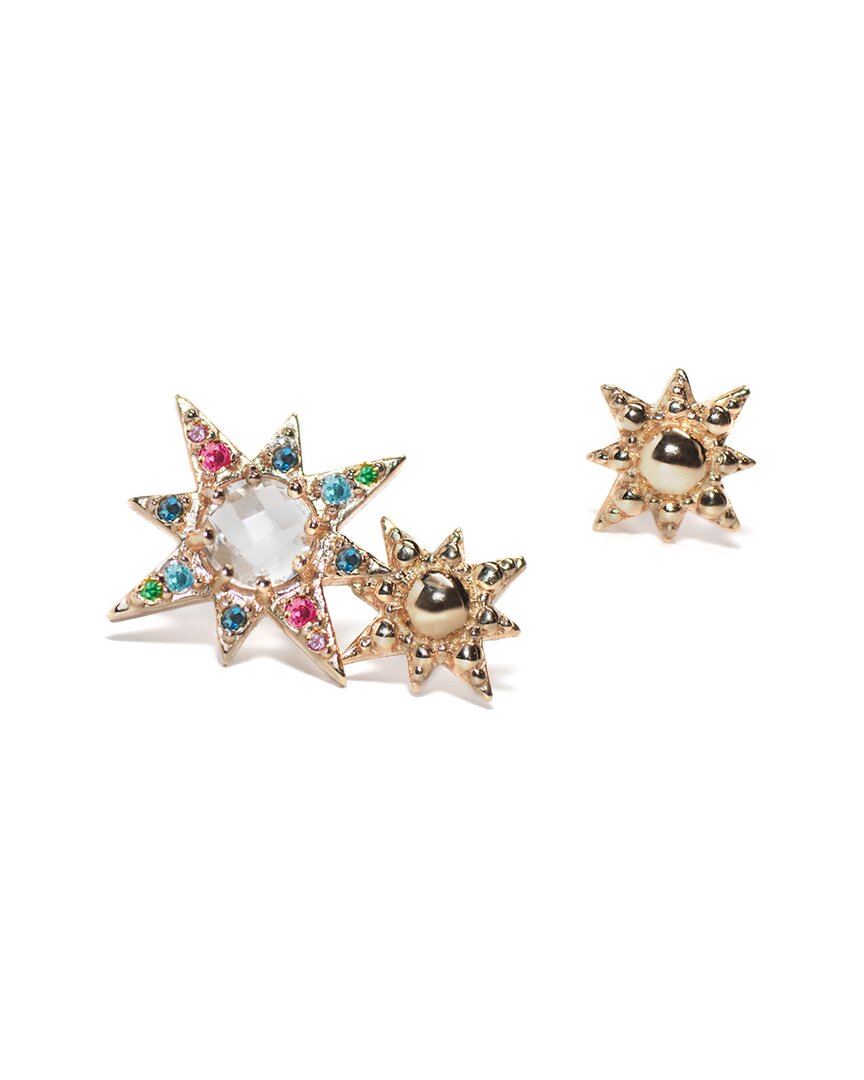Anzie 14K Gemstone Aztec Earrings No Color