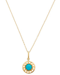 Anzie 14K Turquoise Aztec Pendant Necklace No Color