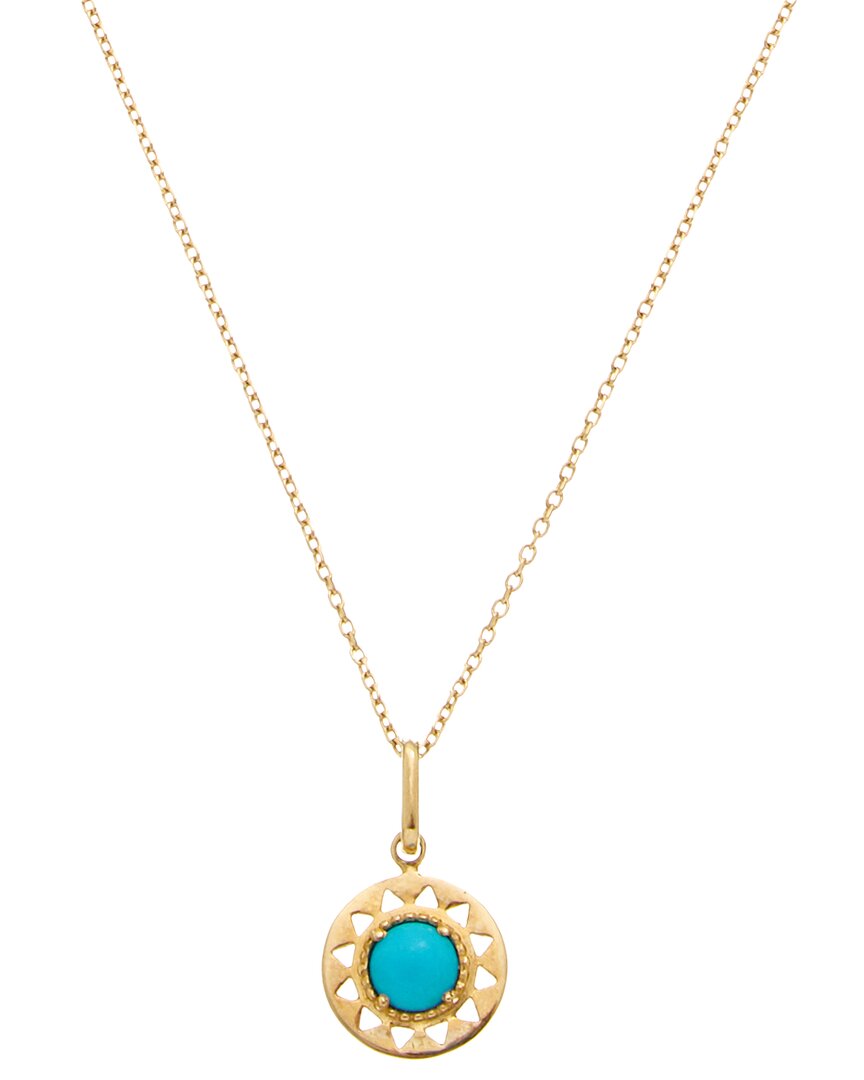 Anzie 14K Turquoise Aztec Pendant Necklace No Color