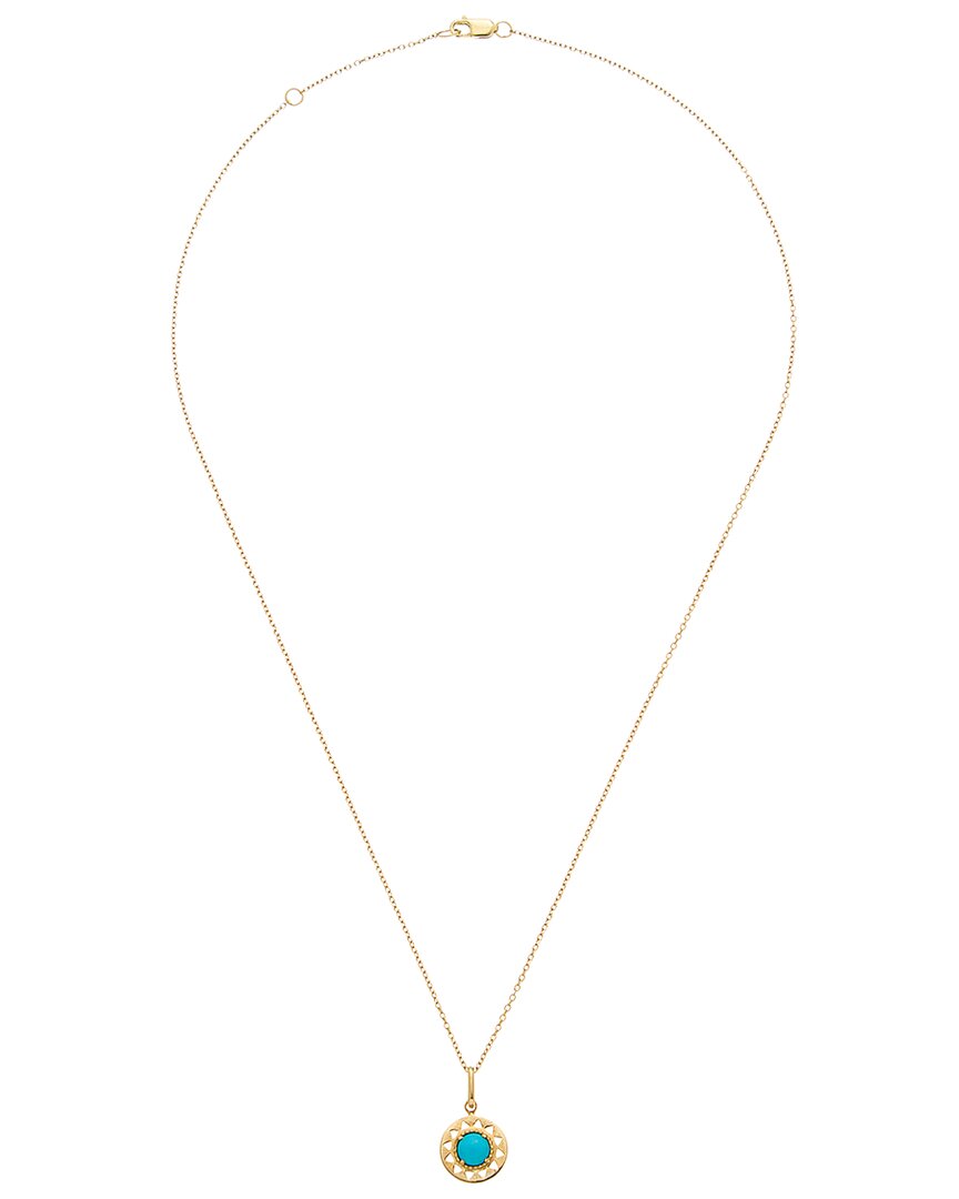Anzie 14K Turquoise Aztec Pendant Necklace
