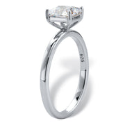 PalmBeach Jewelry Platinum-plated Sterling Silver Princess Cut Created White Sapphire Solitaire Engagement Ring Sizes 6-10
