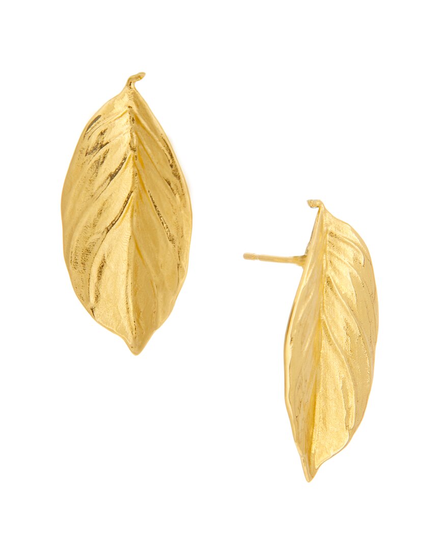 Oscar De La Renta Small Leaf Earrings