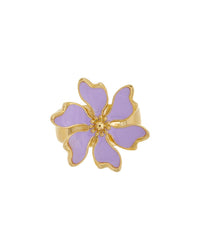 Oscar De La Renta Cherry Blossom Enameled Flower Ring