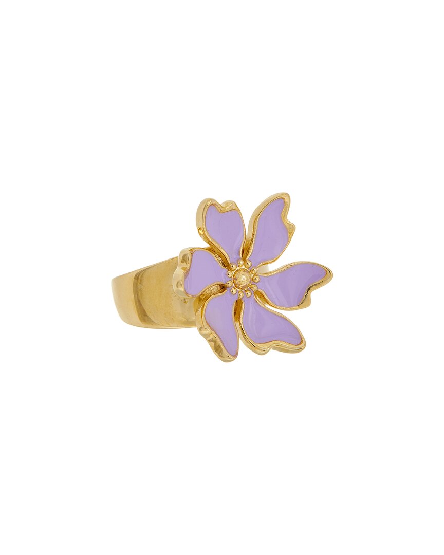 Oscar De La Renta Cherry Blossom Enameled Flower Ring